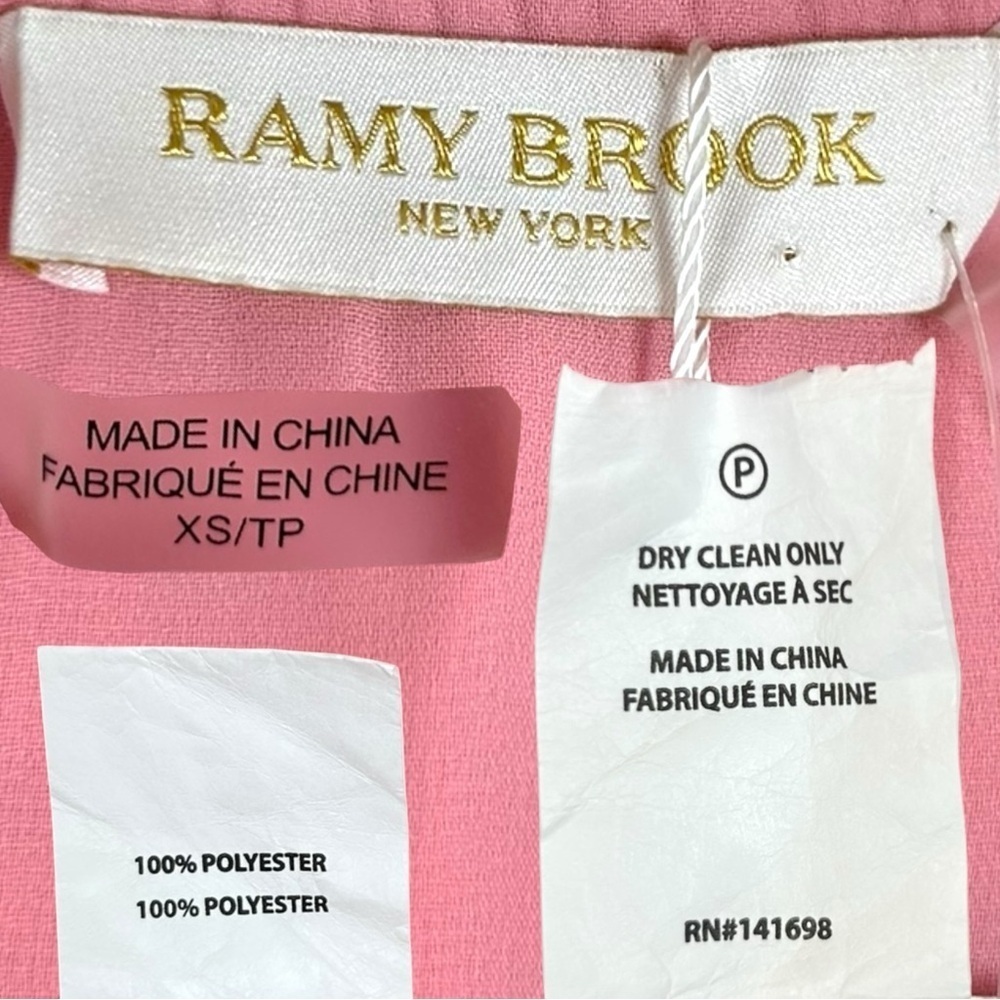 Ramy Brook NWT Women’s ‘Ellen’ Romper Ruffles Eyelet Feminine Pink Tulip X-Small - Picture 12 of 13